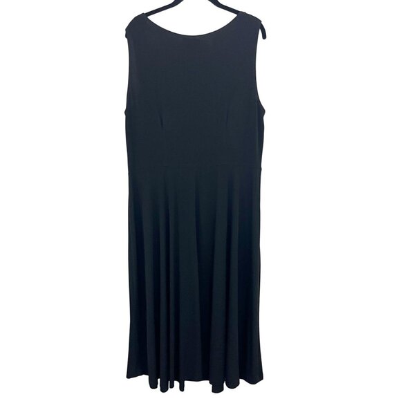 Maggie Barnes Black Ruched Sleeveless Scoop Neck Midi Dress Cocktail Size 0X - Picture 2 of 5